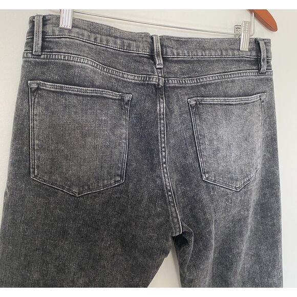 Frame Le High Straight Leg Jeans Silver Strike Split Hem Frayed Denim Sz 30 - Picture 12 of 13